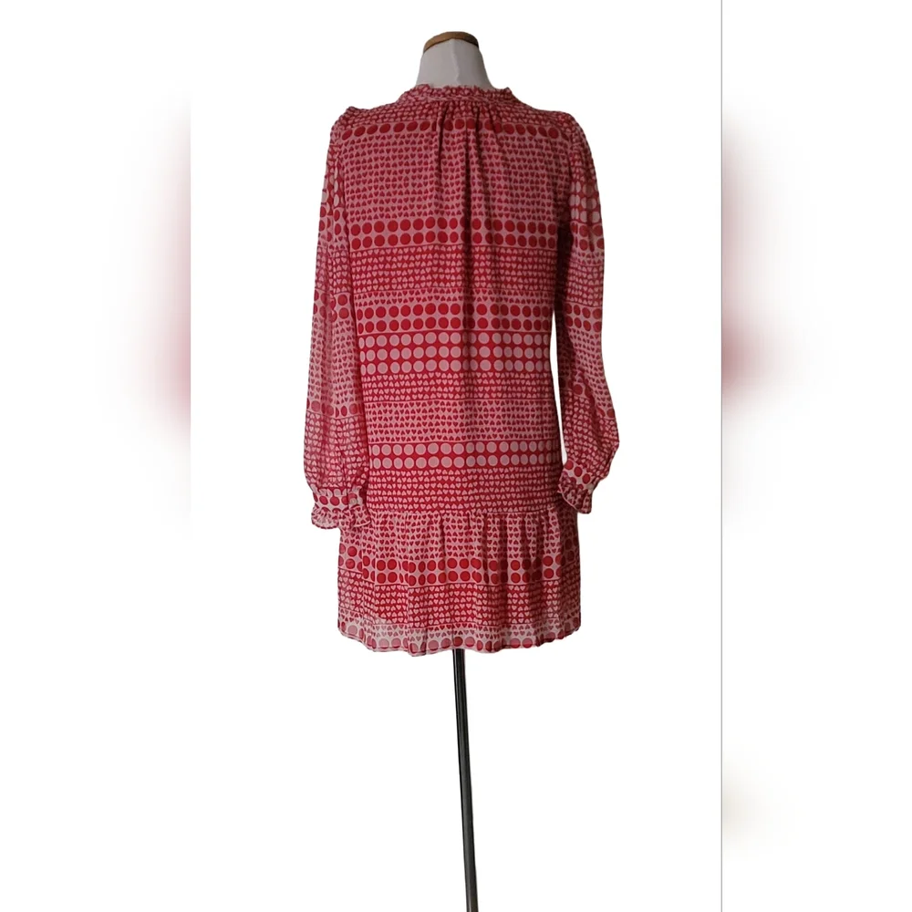 Loft Sheer Heart Ruffled Tunic Date Night Brunch Party Midi Dress